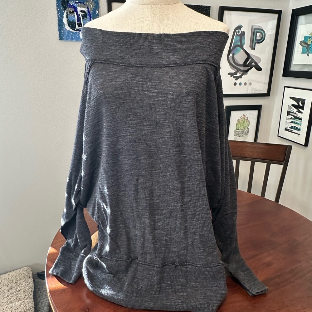 We The Free Charcoal Off-Shoulder Sweater